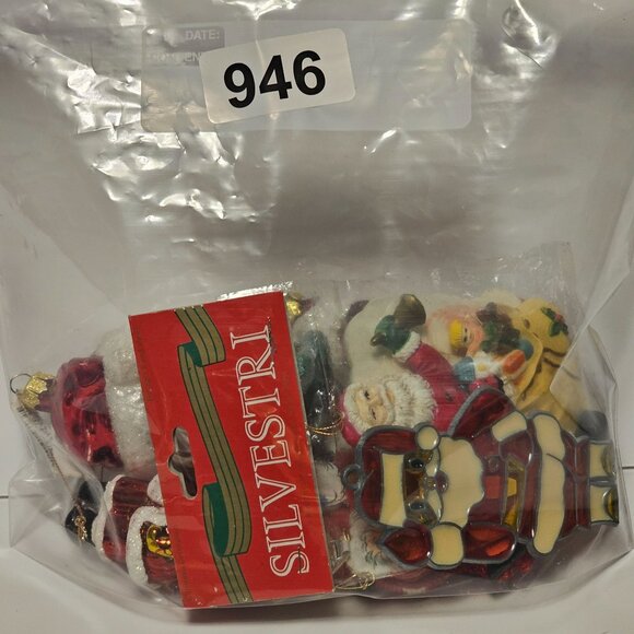 10 VTG Assorted Santa Christmas Ornaments Kurt Adler, Silvestri, Needlepoint - Picture 12 of 12